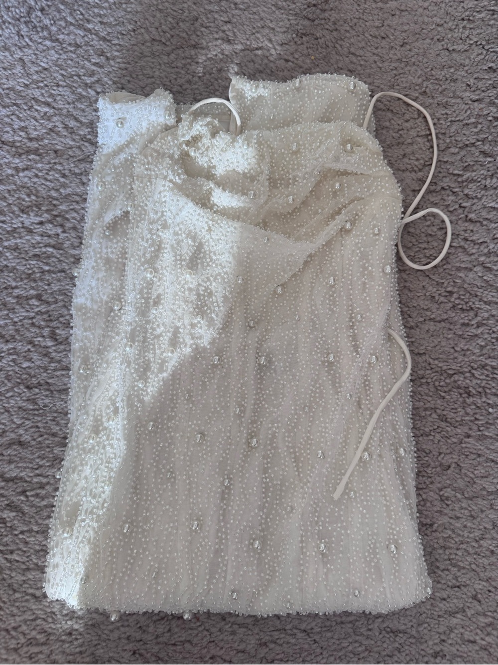 Oh Polly White Pearl Beaded Midi Dress Open Back Bodycon Size US 2 UK 6 - Picture 5 of 5